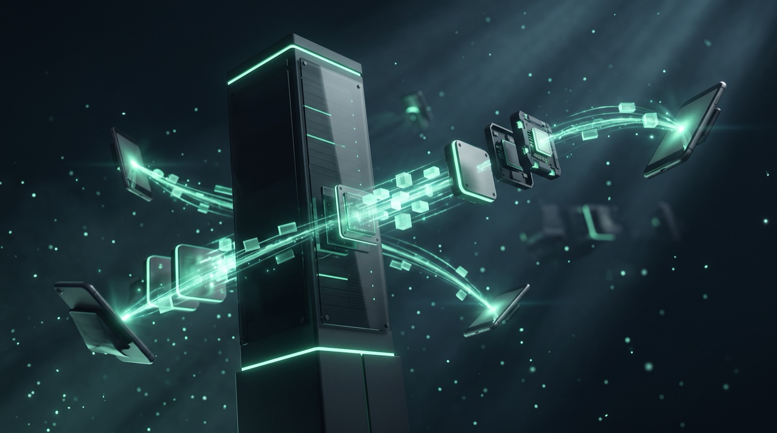 Cliqer API integration blocks connecting a server with client devices