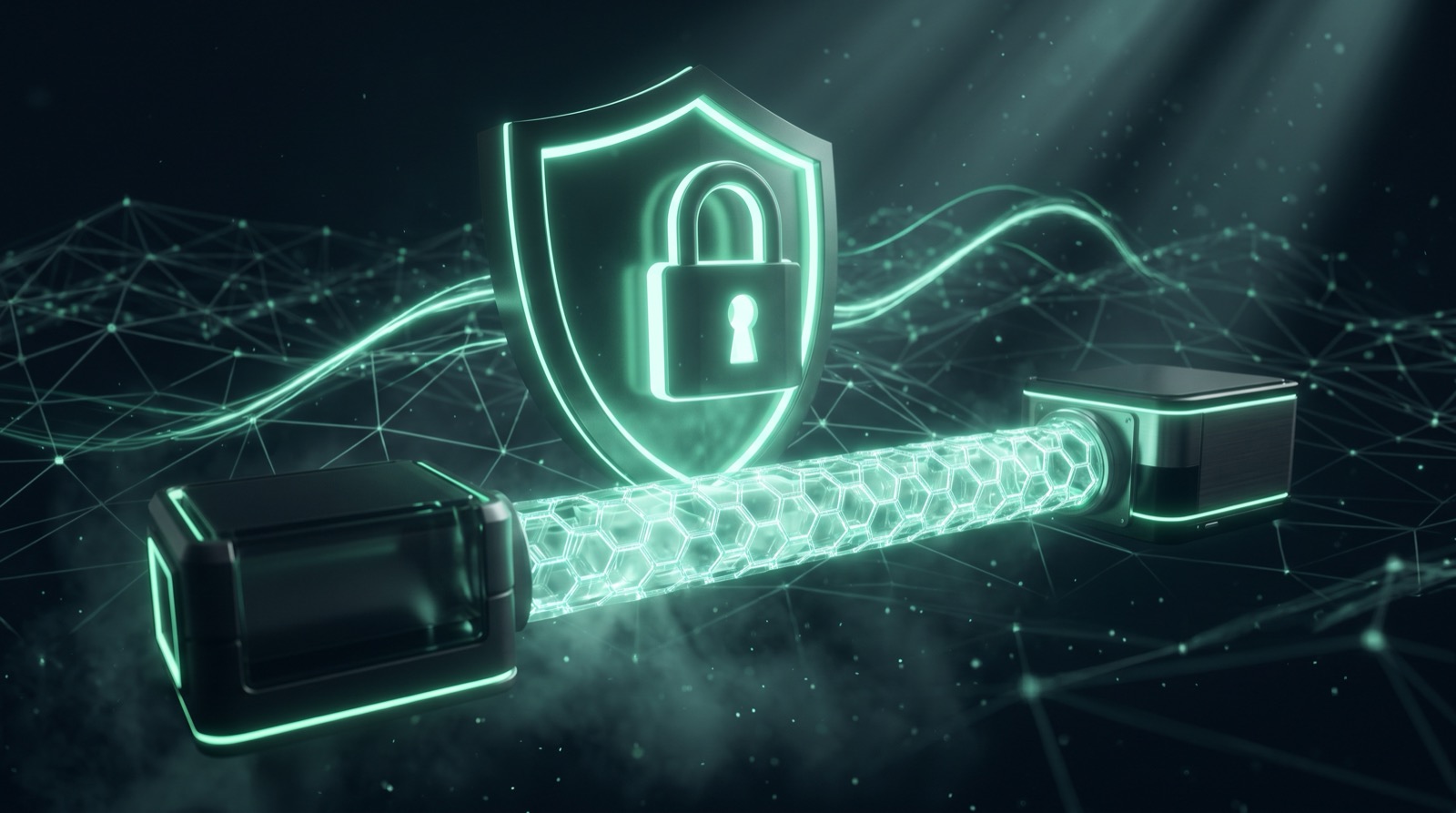 Encrypted peer-to-peer tunnel between devices with shield and padlock
