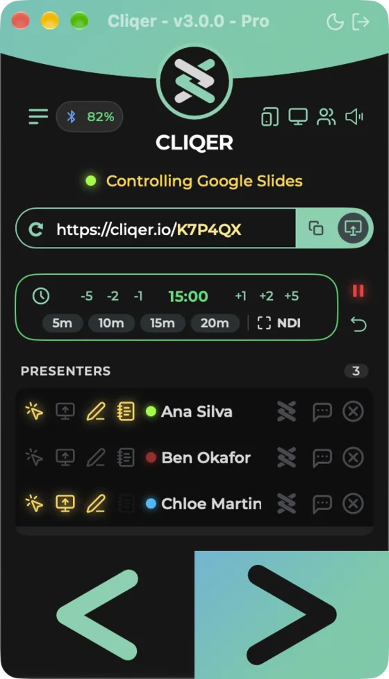 The Classic panel with the timer running