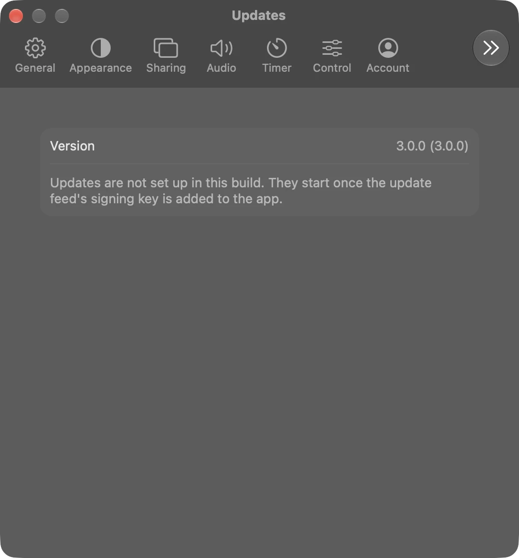 Updates in Settings on a Mac