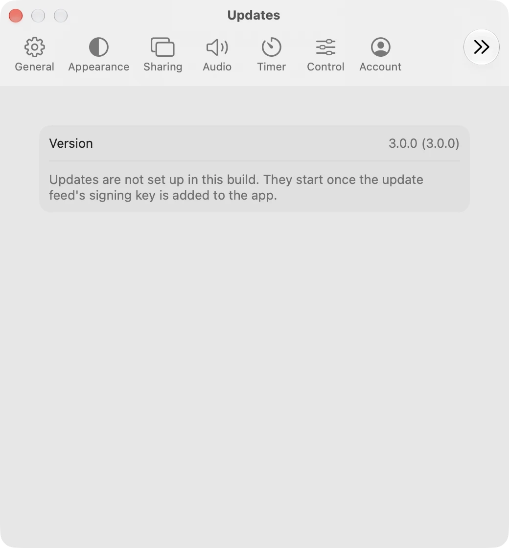 Updates in Settings on a Mac