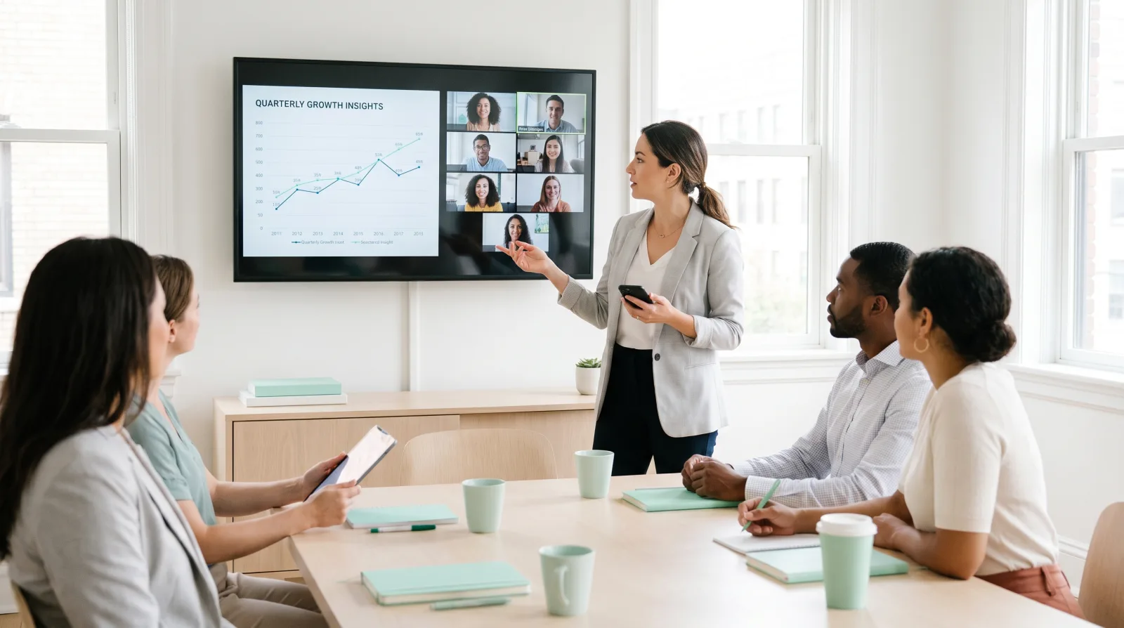 Event crew and speaker sharing one live deck with Cliqer as their GoToMeeting clicker
