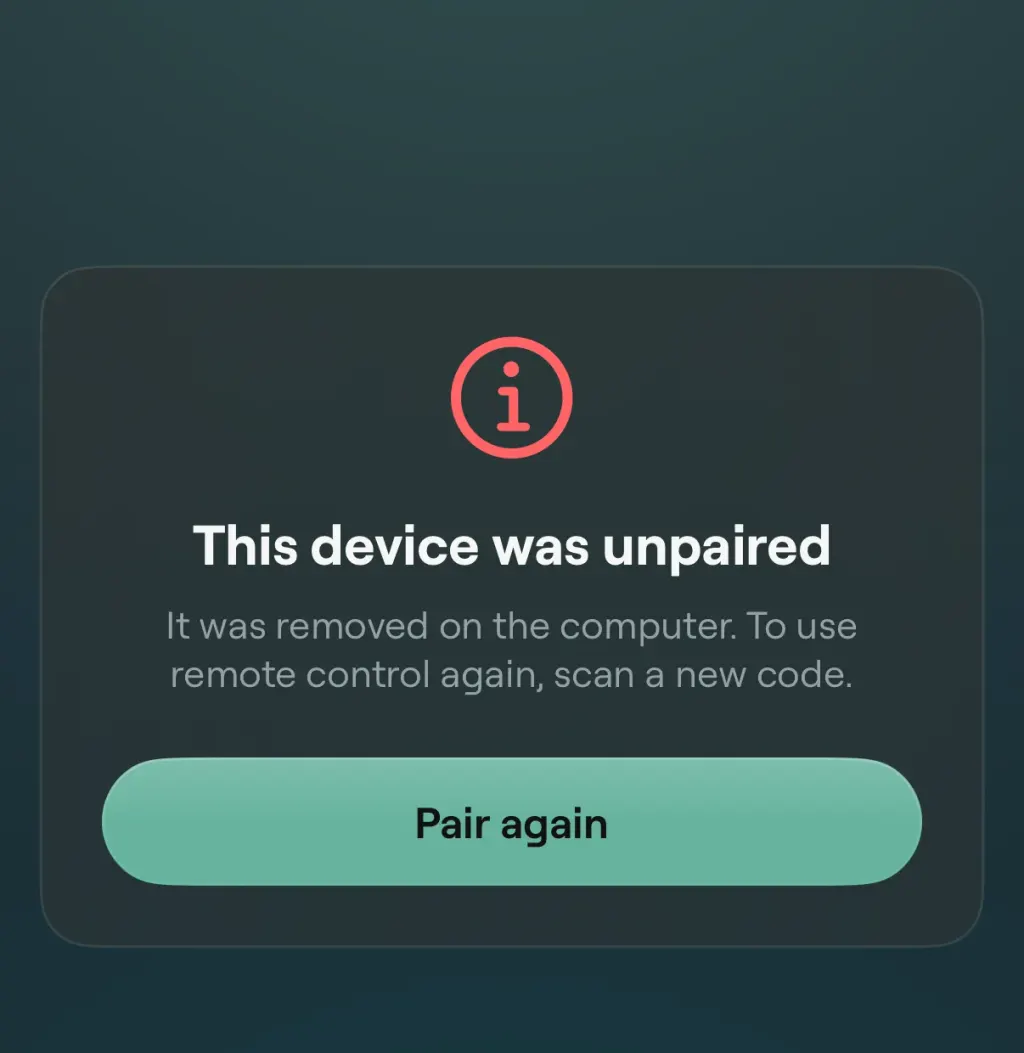 L'avviso Questo dispositivo è stato dissociato su iPhone con un pulsante Associa di nuovo