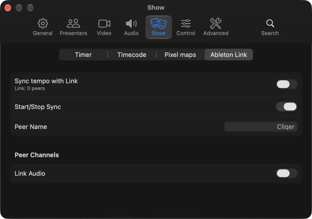 The Ableton Link tab of Settings on macOS