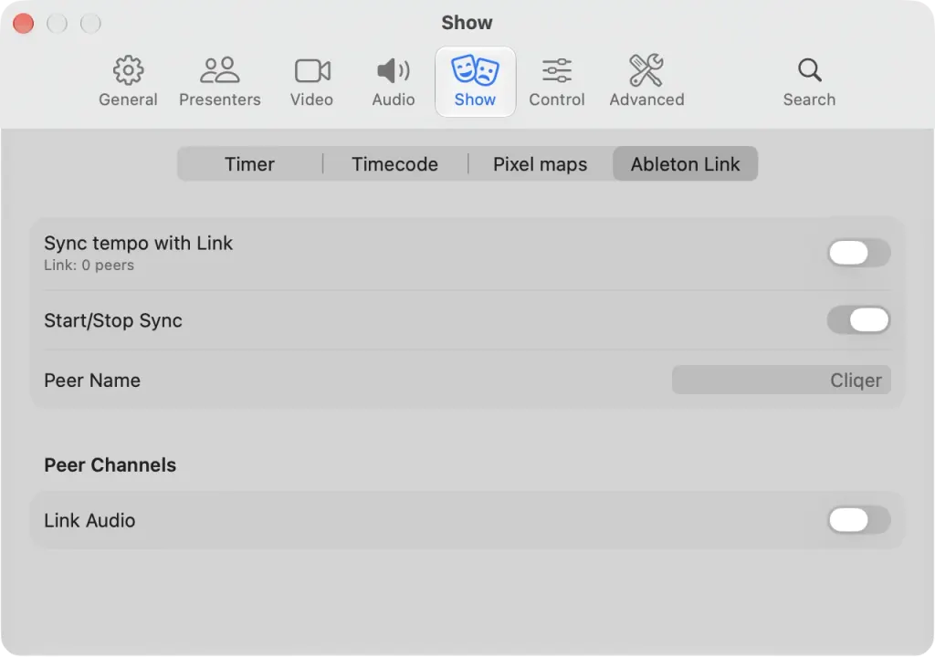 The Ableton Link tab of Settings on macOS