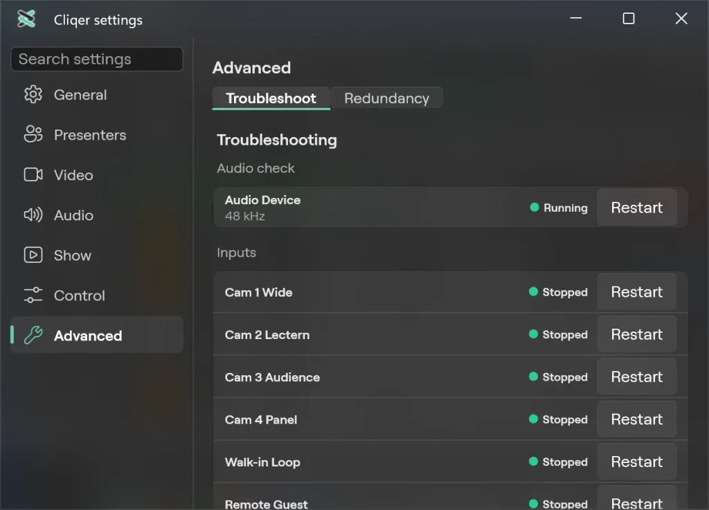 The Advanced pane of Settings on Windows