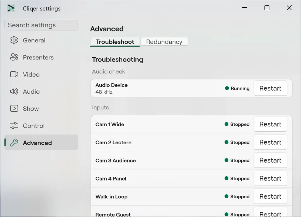 The Advanced pane of Settings on Windows