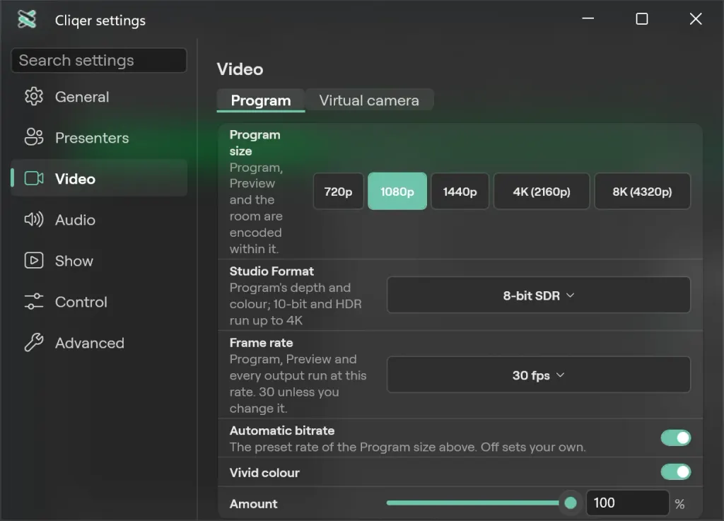 The Video pane of Settings on Windows