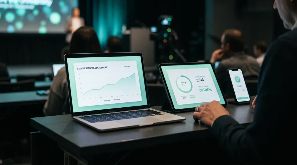 Portátil, tableta y móvil uno al lado del otro, cada uno usando Cliqer como control remoto para presentaciones por software