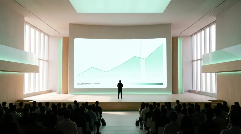 Event crew and speaker sharing one live deck with Cliqer as their Keynote clicker